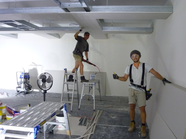 The guys put in the hanging ceiling in the studio